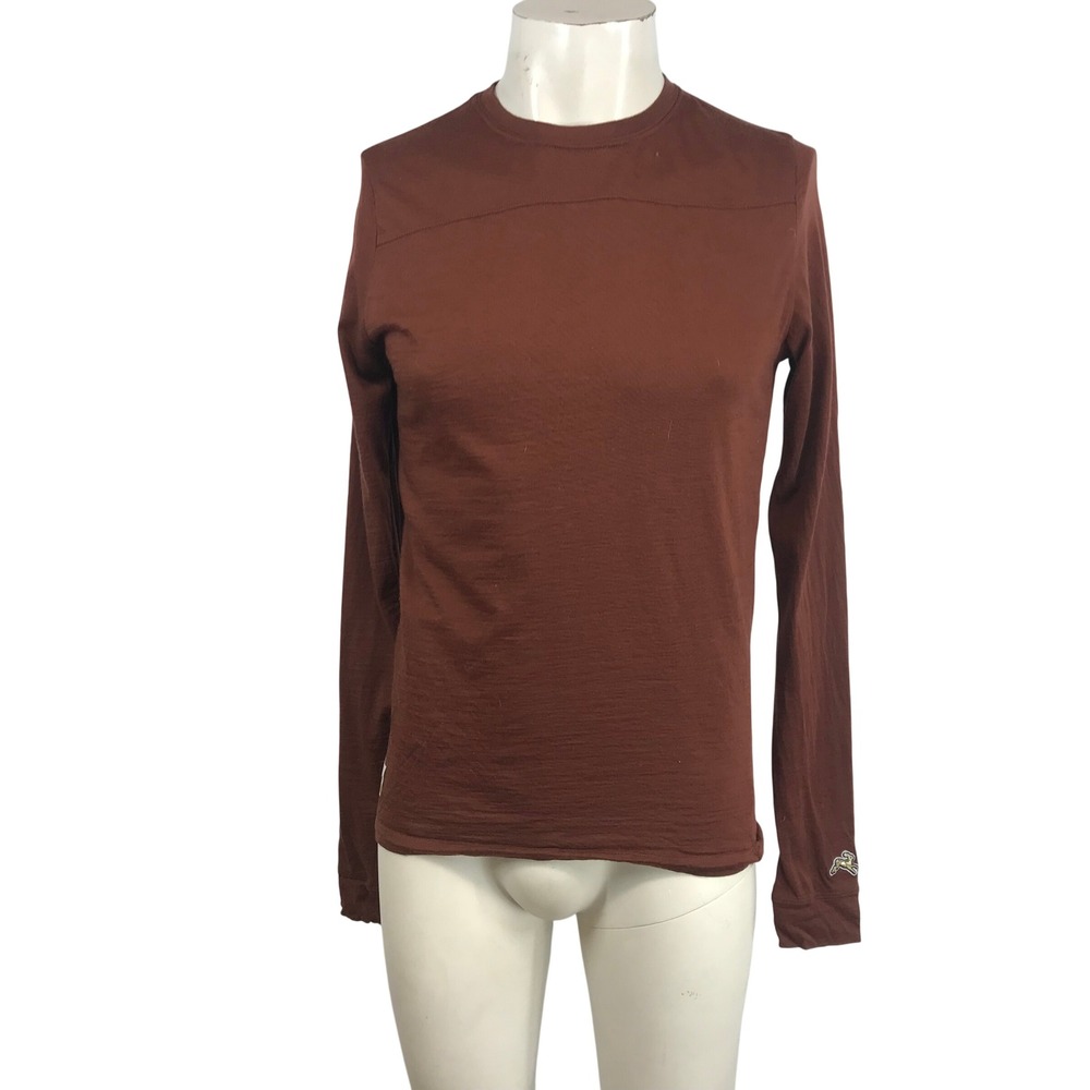 Tracksmith Brighton Base Layer Mens Long Sleeve Running Shirt Brown Merino Wool